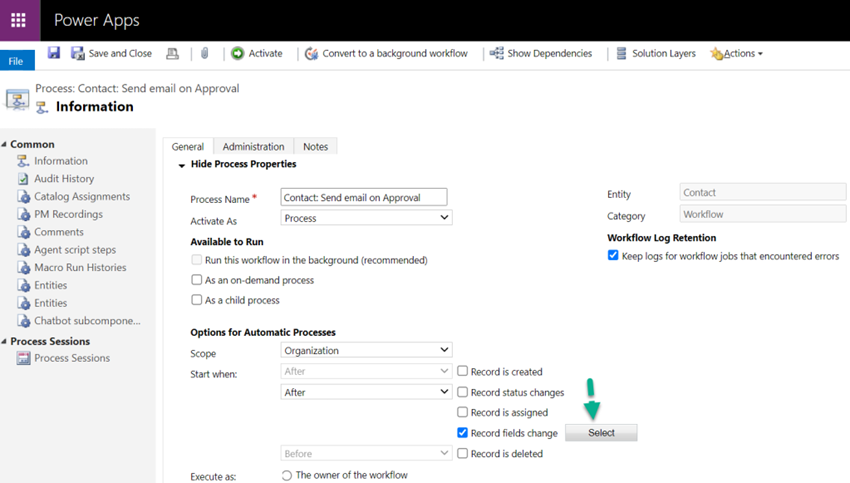 Dynamics CE Workflow Not Triggering On A Field Change